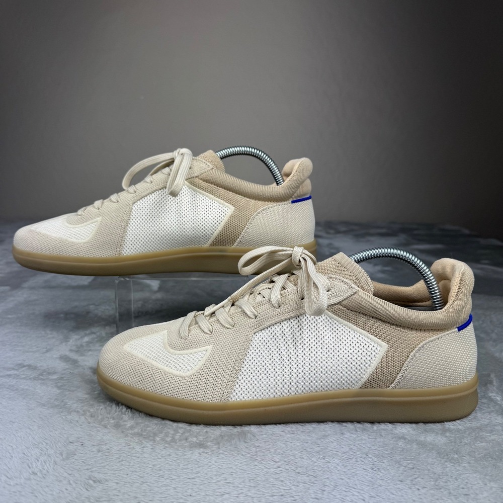 Rothy's RS01 Knit Lace-Up Sneakers Men's Size 10 Beige Cream Sustainable Shoes